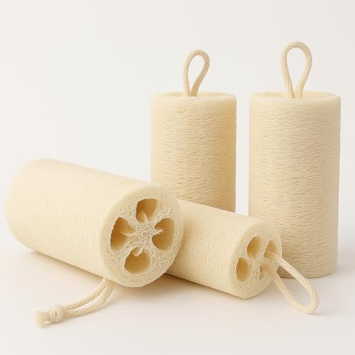 Natural Loofah Body Scrubber Sponge 4-Pack for Exfoliation