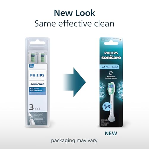 Philips Sonicare C2 Plaque Control - Genuine Replacement Electric Toothbrush Heads, White, 3 Pack, HX9023/65
