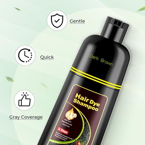 Dark Brown Hair Dye Shampoo 3-in-1 for Gray Coverage - KAISASA