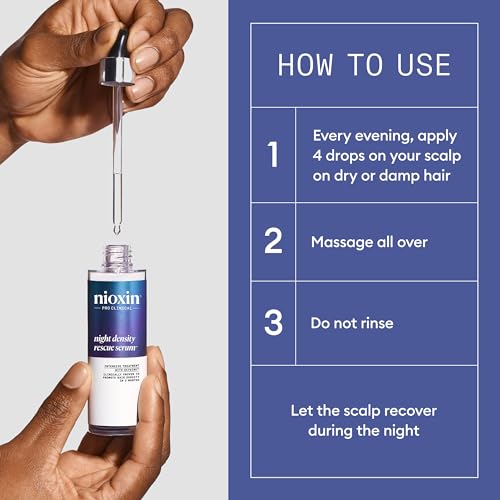 Nioxin Night Density Rescue Serum | Overnight Hair Thickening Serum | Protects Against Hair Breakage | Intensive Treatment with Oxydine | 2.4 Fl oz.