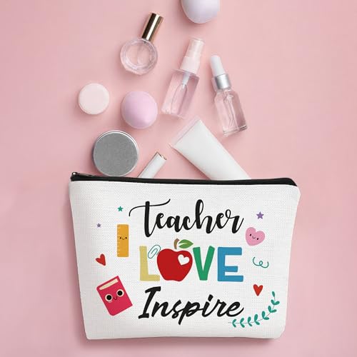 Teacher Appreciation Makeup Bag Set - 4 Pcs Canvas Cosmetic Bags