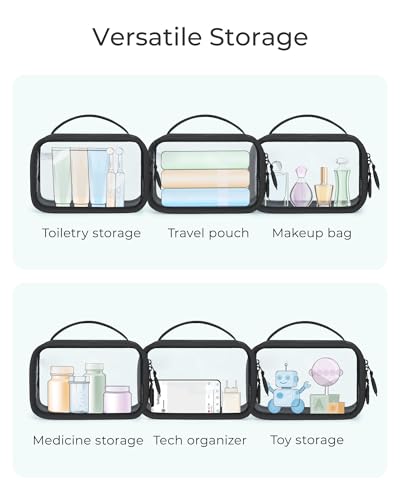 BAGSMART Large Clear TSA-Approved Toiletry Bag - Black Double Layer Organizer