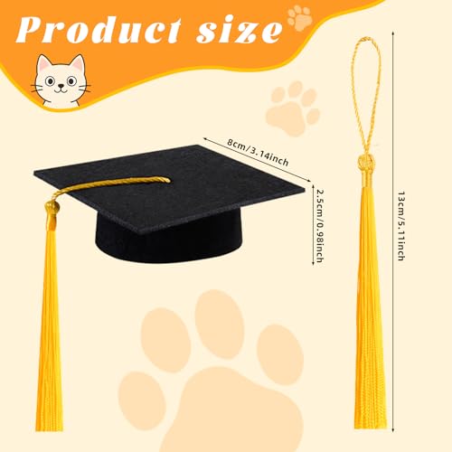 Mini Graduation Cap Set - 9 Felt Caps with Tassels for Plush Toys