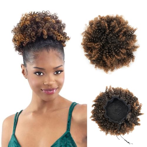 EonLuxe T1B30 10-Inch Afro Puff Drawstring Ponytail for Black Women - Thick Curly Hair Extension