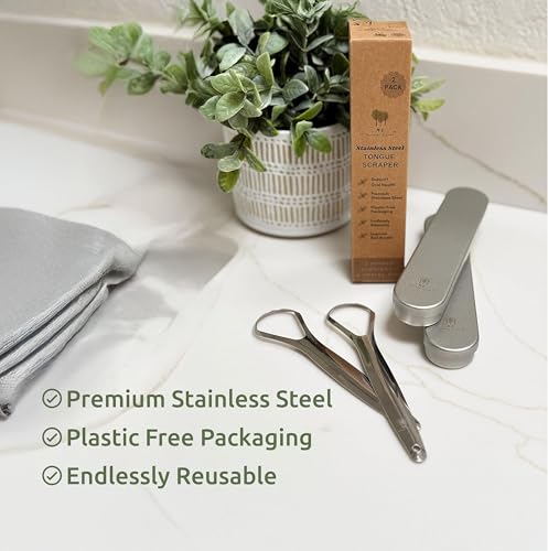 Stainless Steel Tongue Scraper Set with Travel Cases – Fresh Breath & Eco-Friendly Oral Care