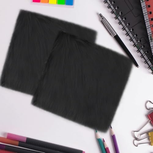 Square Black Furry Locker Rug with Anti-Slip Backing for Girls