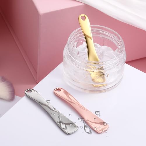 3-Pack Mini Metal Makeup Spatulas - Reusable Stainless Steel Applicators