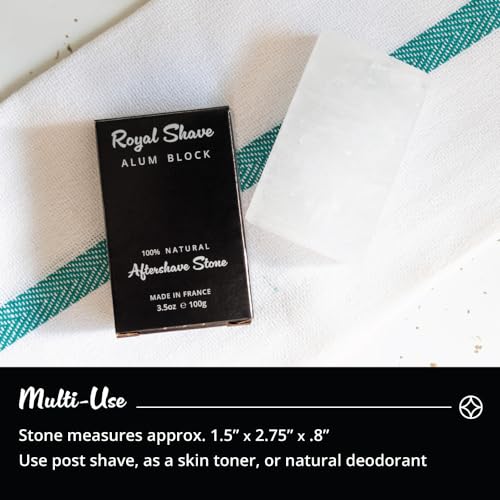 Royal Shave Natural Alum Block 3.5 oz - Soothing Aftershave Styptic Stone