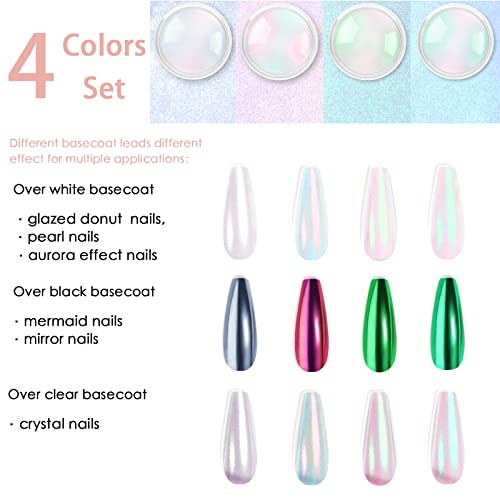 Allstarry Chrome Nail Powder Kit - Iridescent Aurora Glitter Set