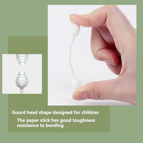 NGQIOHUA 160Pcs Baby Safety Cotton Swabs - Large Tip Double-Headed Cotton Buds with Paper Stick