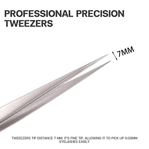 Professional Stainless Steel Eyelash Extension Tweezers – Precision Straight Tip for Lash Isolation & Volume