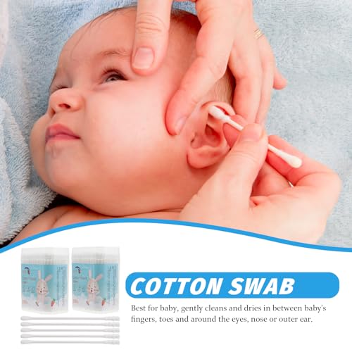 NUOBESTY Baby Cotton Swabs 400PCS Double-Ended Ear & Nose Cleaning Sticks