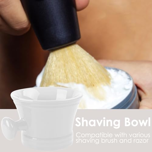 Large Ceramic Shaving Mug with Handle for Men Wet Shaving - Deep Lather Bowl, Heavy Duty Soap Cup