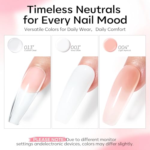 Modelones Poly Gel Nail Kit - Clear, White, Apricot with Slip Solution