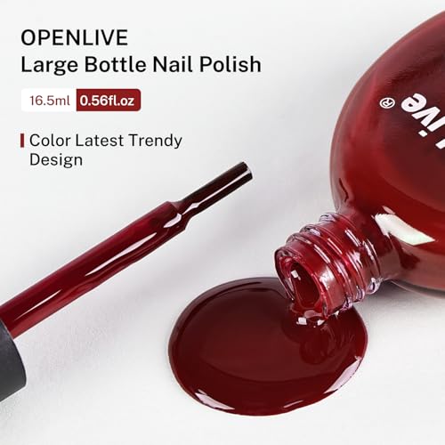 OpenLive Dark Red Quick Dry Nail Polish - 16.5ml Long-lasting Gloss