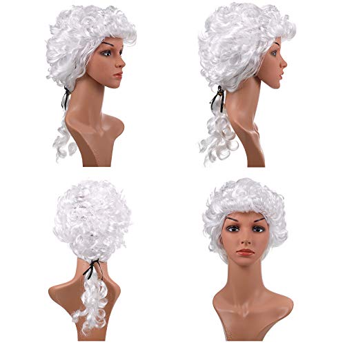 White Judge Wig and Gavel Costume Accessories for Cosplay & Parties
