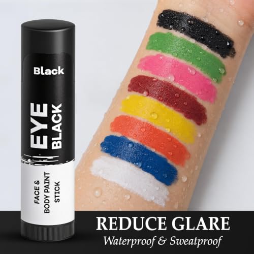 8 Color 16 Pack Waterproof Eye Black Sticks for Baseball & Sports Anti-Glare