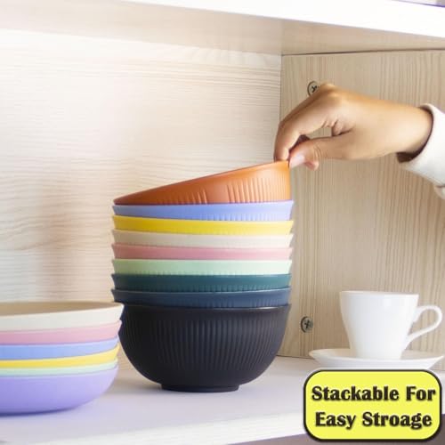 9-Piece Unbreakable Wheat Straw Bowl Set - Multi-Color Dinnerware