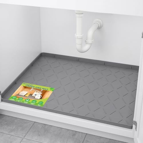 MateeyLife Waterproof Under Sink Mat 22" x 34" - Silicone Tray for Cabinet Protection