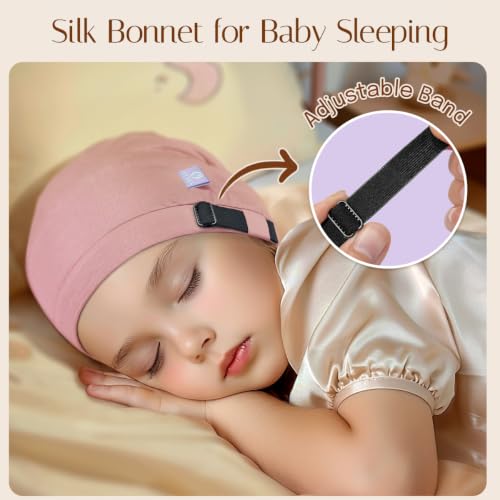 OLESILK Pink Baby Bonnet 6-12 Months - Anti-Frizz Tangle-Free Protective Hat