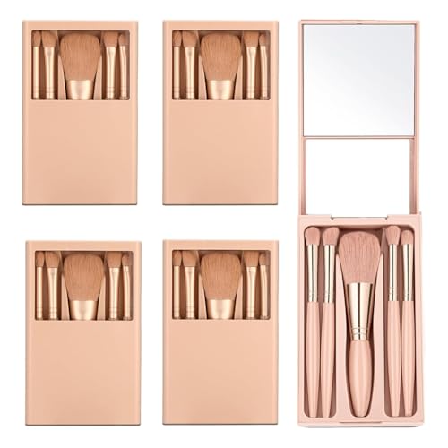 IRYCSSCE 5-Piece Travel Makeup Brush Set with Mirror Storage Case