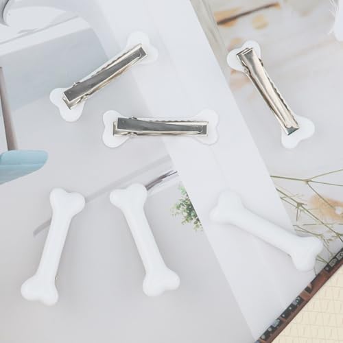 Bone Hair Clips - 6Pcs White Dog Bone Alligator Clips for Women