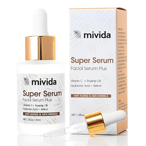 mivida 4-in-1 Anti-Aging Face Serum with Retinol, Vitamin C & Hyaluronic Acid