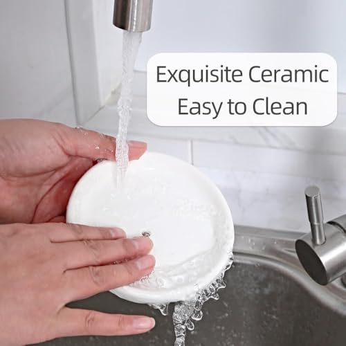 Self-Draining Ceramic Soap Dish - Compact White Tray for Soap & Jewelry