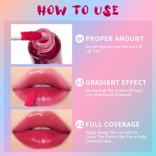 Long Lasting Lip Tint Set - Waterproof, Smudge-Proof Korean Lip & Cheek Stains