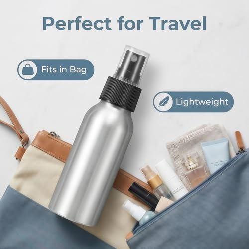 100ml Aluminum Spray Bottles Set of 3 with Black Pump - Essential Oil & Perfume Atomizers