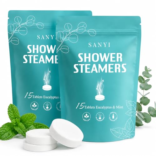 Sanyi 30 Pack Eucalyptus Mint Shower Steamers for Aromatherapy and Sinus Relief - Green Variant