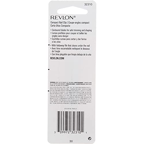 Revlon Compact Nail Clipper - Ergonomic Design for Precision Cutting