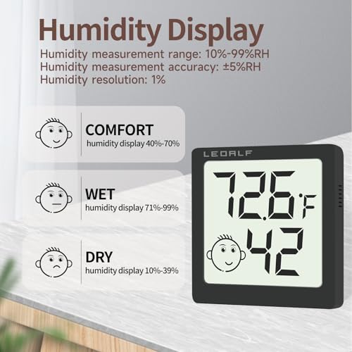 Digital Humidity and Temperature Meter - 6 Pack Hygrometer