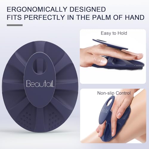 BEAUTAIL Silicone Body Scrubber - Gentle Exfoliating Brush for Sensitive Skin