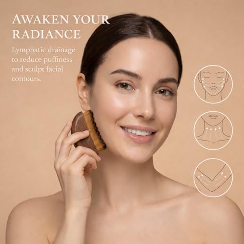 Lymphatic Contour Face Brush - Wooden Dry Brush with Gift Box Set