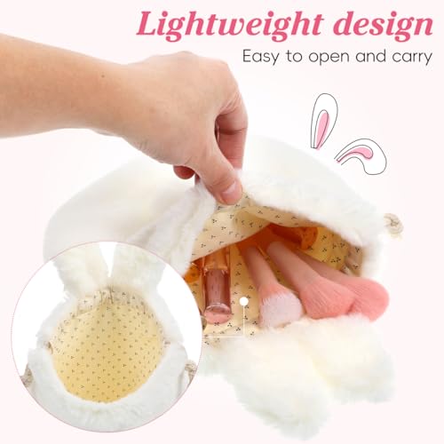 Lurrose Bunny Purse, Plush Bag, Drawstring Makeup Pouch for Women