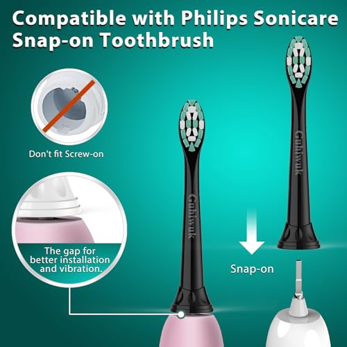Guhiwuk Black Replacement Toothbrush Heads for Philips Sonicare 4 Pack - Compatible with DiamondClean and More