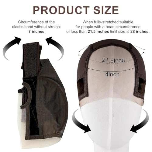 VITASHYNX Brown Wig Grip Cap for Glueless Wigs Adjustable Breathable Mesh