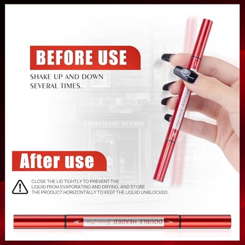 Lumiyou Microblading Eyebrow Pen with Dual Brush Tip - Waterproof & Long-Lasting (Black)
