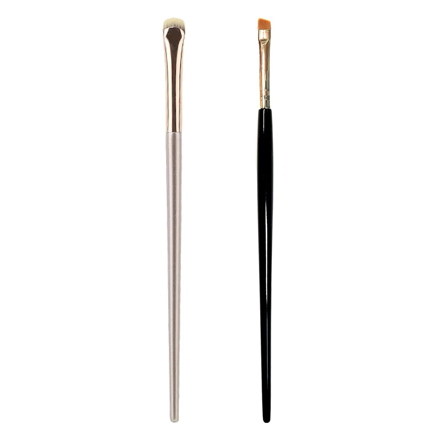 Precision Fine Angled Eyeliner Brush Set - Ultra Thin Synthetic Bristles Makeup Tool | 2 Pcs Gold