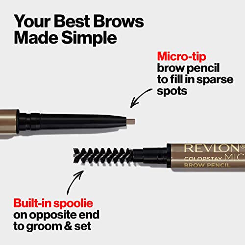 Revlon ColorStay Micro Eyebrow Pencil, Dark Brown, Waterproof, 2-Pack