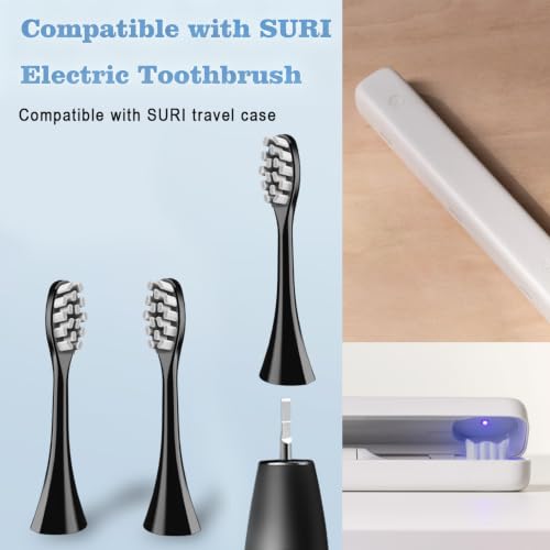 10-Pack Replacement Brush Heads for Suri Electric Toothbrush - Black