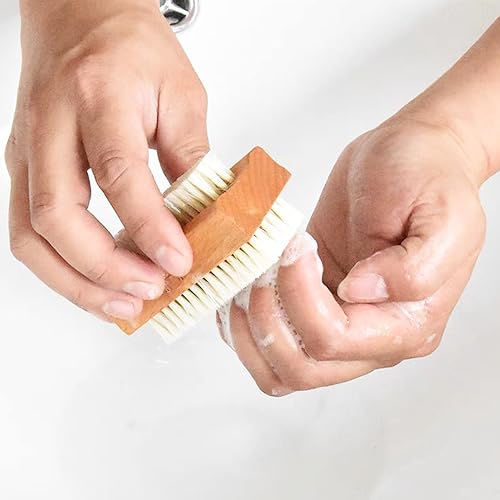 Fcozpjk Bamboo Nail Brush Set - 2Pcs Flexible Bristle Scrubber