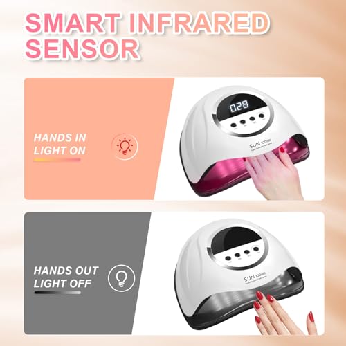 BEENLE 320W UV LED Nail Lamp with 4 Timer Settings & Auto Sensor