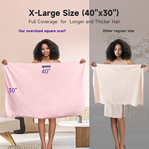 Umisleep Extra Large Pink Microfiber Hair Towel - Ultra Absorbent & Soft for Long Thick Hair
