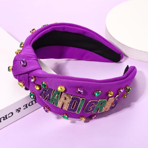 Mardi Gras Headband and Earring Set with Fleur De Lis and Crown Charms