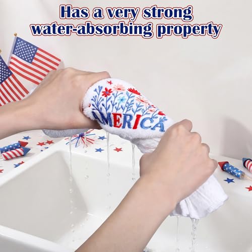 Peryiter 2 Pack Patriotic Hand Towels - 4th of July Floral Design
