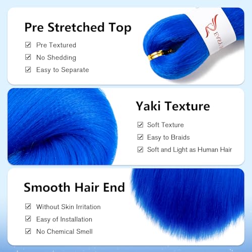 Roeula Electric Blue Pre-Stretched Braiding Hair 18 Inch - 3 Packs