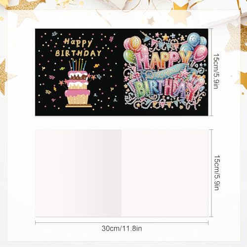 6 Pack Holographic Diamond Painting Greeting Card Kits - 30x15cm