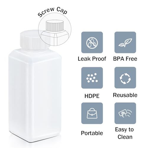 16oz Translucent Reusable Plastic Bottles with Caps - 6 Pcs